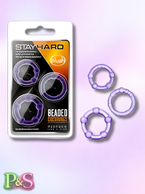 Stay Hard Beaded Cockrings 3Pk BL-00011