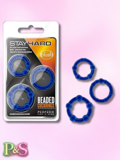 Stay Hard Beaded Cockrings 3Pk BL-00011