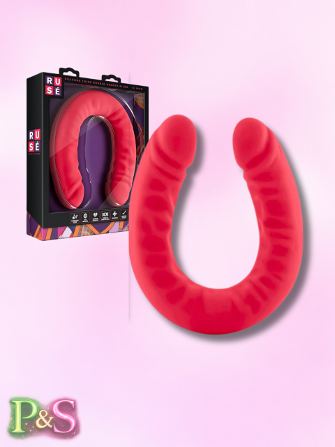 Ruse Silicone Double Headed Dildo-Cerise 18"