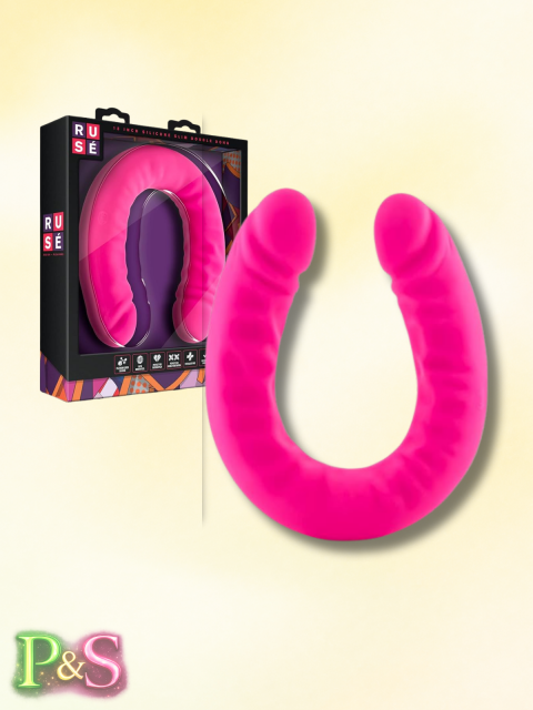 Ruse Silicone Slim Double Dong-Hot Pink 18"
