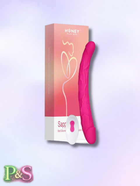 Sappho dildo Honey de doble extremo con vibración.